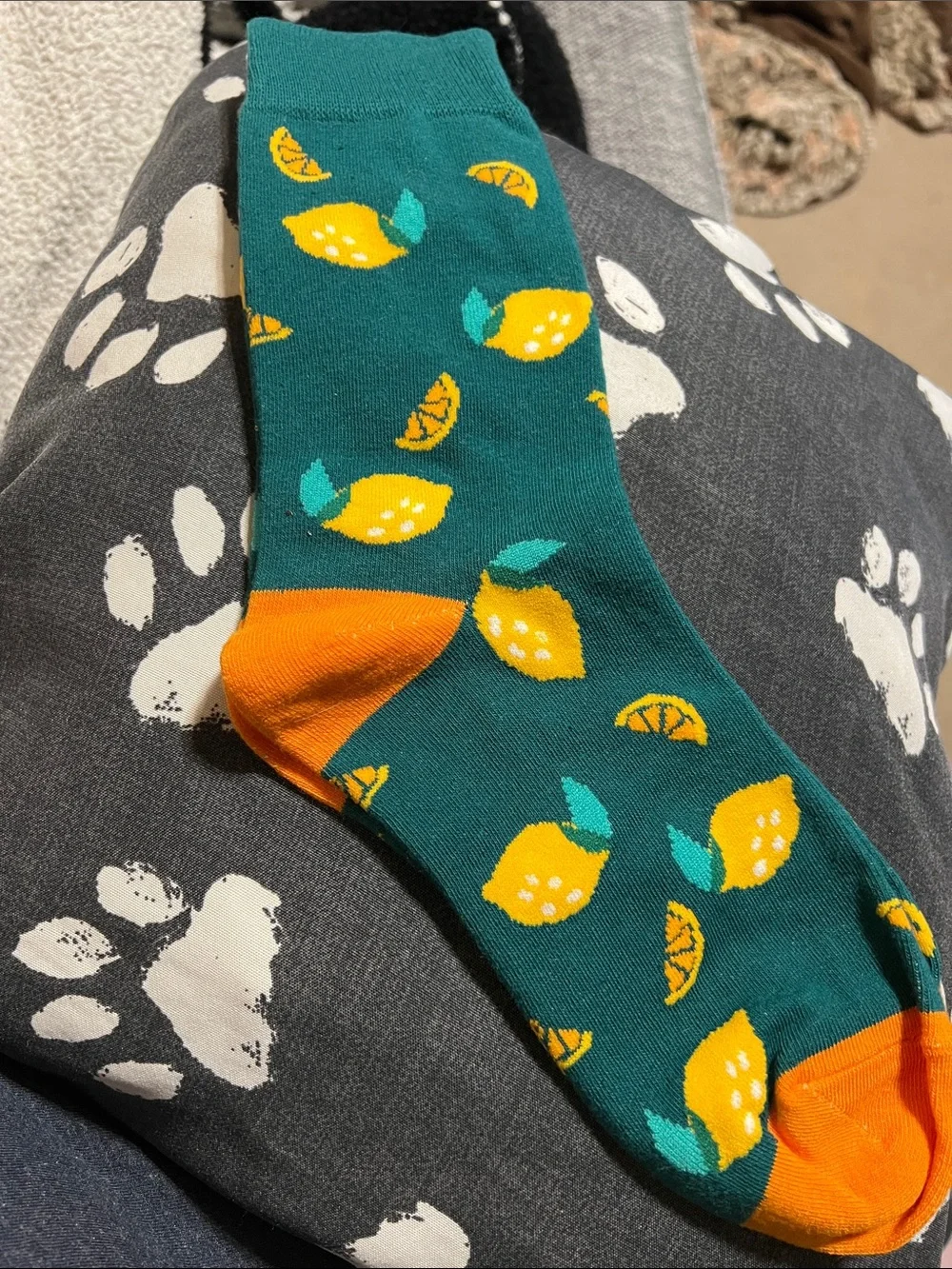 NWOT Fruit Pattern Crew Socks with Orange Accents